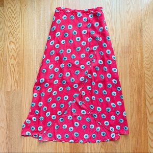 J. Crew printed faux-wrap midi skirt